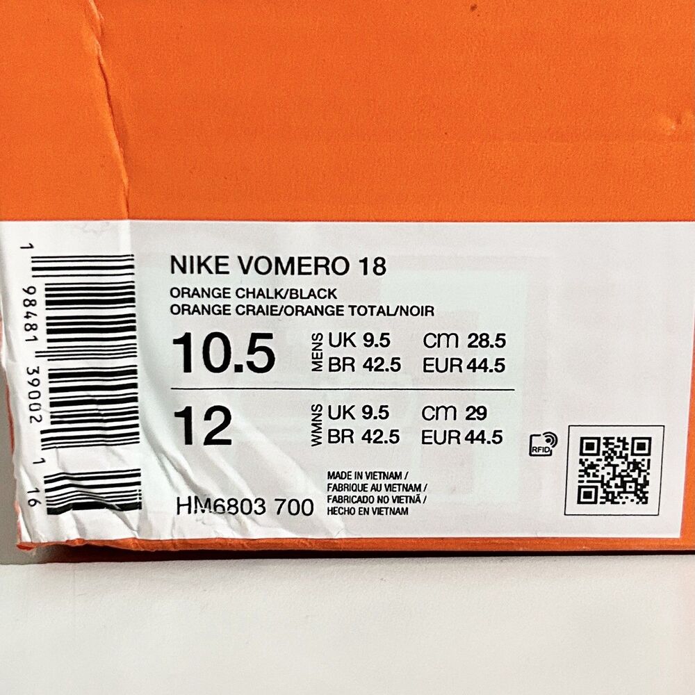 Nike Vomero 18 “Orange Chalk” Men's Size 10.5 Cushioned Running Shoes No Lid - Picture 8 of 8